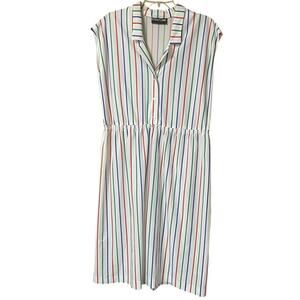 Vintage 80s/90s Strait Lane Striped Dress – Sleeveless Button Front